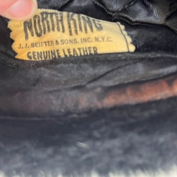 VTG North King Black Fur Genuine Leather Trapper Hat USA Seifter & Sons Size LG - Picture 7 of 8
